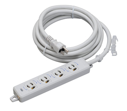 MR7904TJ3｜横形OA用抜止接地タップ4個口 15A 125V ランプ、マグネット付 VCTF3m接地プラグ付