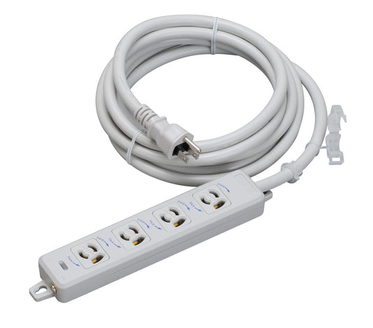 MR7904TJ3｜横形OA用抜止接地タップ4個口 15A 125V ランプ、マグネット付 VCTF3m接地プラグ付