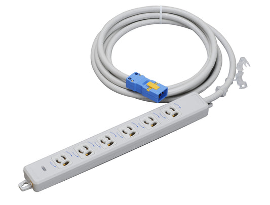 MR7906NT3｜横形OA用抜止接地タップ6個口 15A 125V ランプ、マグネット付 VCT3mハーネスプラグ付