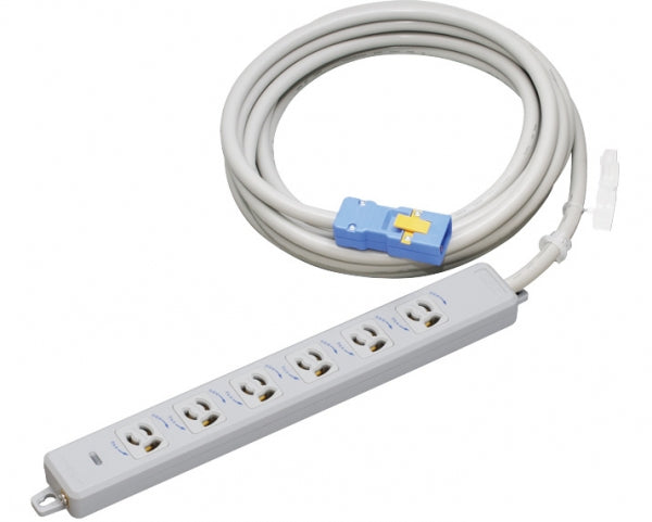 MR7906NT5｜横形OA用抜止接地タップ6個口 15A 125V ランプ、マグネット付 VCT5mハーネスプラグ付