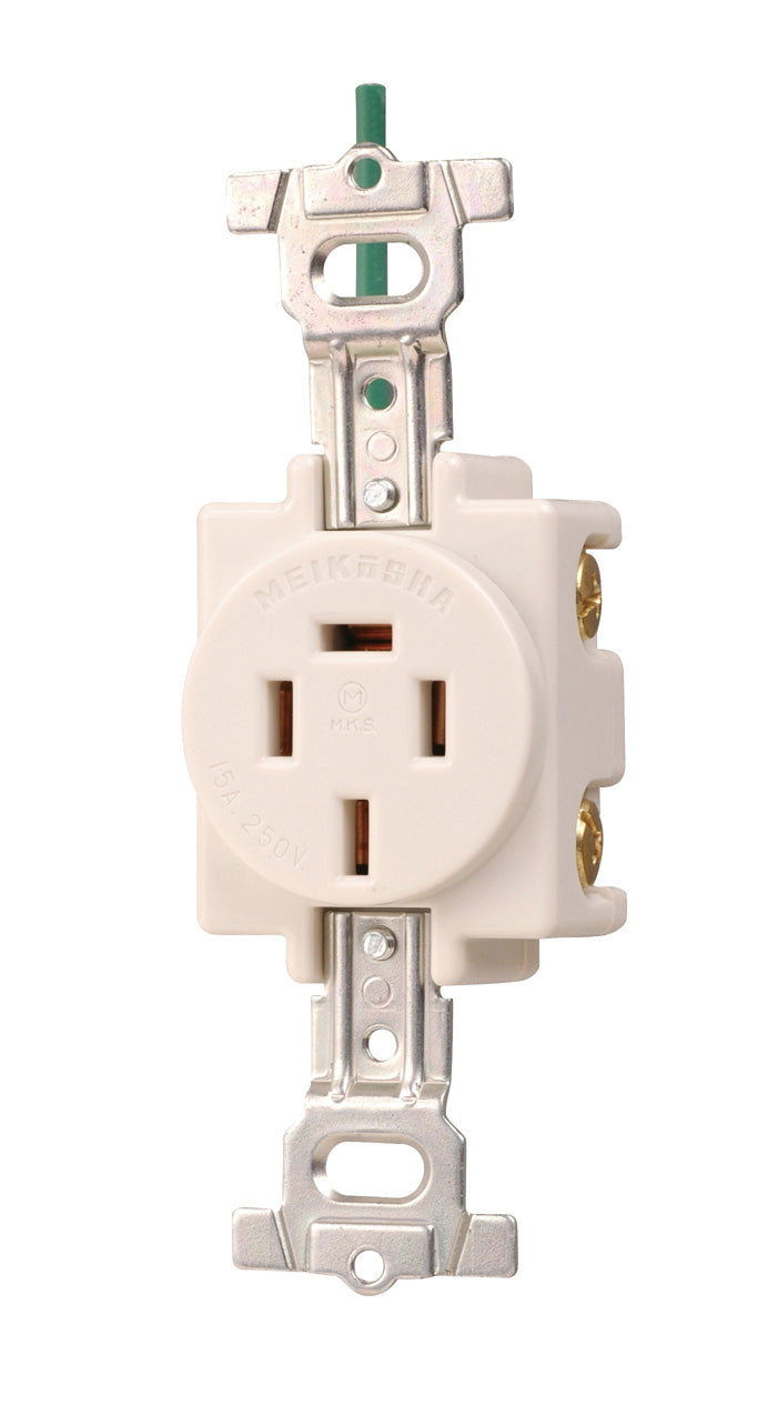 MU2818WW-1｜接地3P15A埋込コンセント 白 15A 250V 接地リード線付