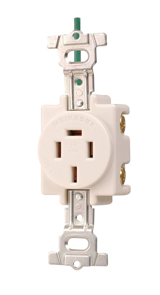 MU2818WW-1｜接地3P15A埋込コンセント 白 15A 250V 接地リード線付