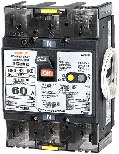 U6301KC6030V|漏電ブレーカ OC付 60A