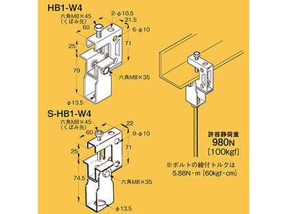 HB1-W4|吊ボルト支持金具