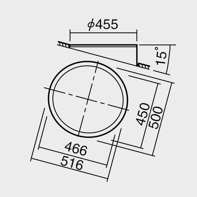 NK09915Z|Φ400傾斜天井用枠15度