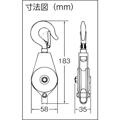 ST-50|HHH シンプル鉄ブロック フック型 50ｍｍ